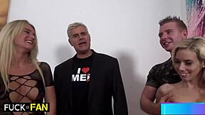 Ginger stud Chad gets double blowjob from Nesty's wet lips and tongue