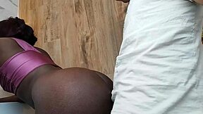 We sneak into public bathroom to pound my huge ass ebony goddess hard