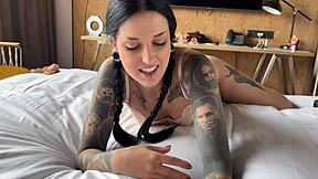 Italian beauty morea black strokes cock with feet backstage for intense footjob