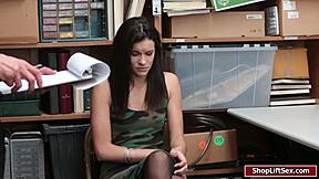 Shoplifter busted! Officer fucks lingerie babe rough missionary