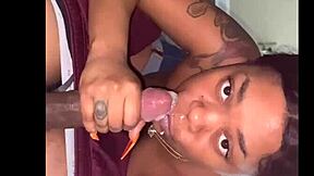 Old pornstar gives sloppy ball licking blowjob on monster cock then rides it pov