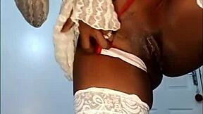 petite black girl spreads big wet pussy lips for closeup toy vibrator fun