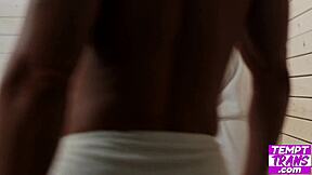 bailey archer's tgurl ass craves sneaky sauna deepthroat pounding, dare you watch?