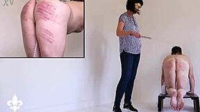 Part 1 slave bound in cage endures caning and fisting