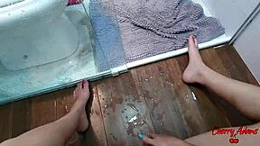 Cherry Adams fingers squirting pussy before bath sends nude video to neighbor