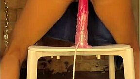WILD YOUNG PETITE GIRL CREAMS ON HUGE BDSM DILDO FUCKING MACHINE OILED UP!