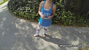 Ever wonder how a short-haired blonde cutie ends up bent over for a stranger's doggystyle pounding outdoors after a cash pickup on the street?