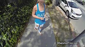 Ever wonder how a short-haired blonde cutie ends up bent over for a stranger's doggystyle pounding outdoors after a cash pickup on the street?