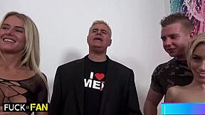 Ginger stud Chad gets double blowjob from Nesty's wet lips and tongue