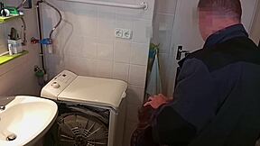 sexy mature wife fucked by repairman while husband sleeps then wakes for more