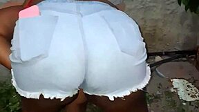big ass black neighbor bbw cleaning yard bends over showing huge chubby cheeks