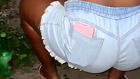 big ass black neighbor bbw cleaning yard bends over showing huge chubby cheeks