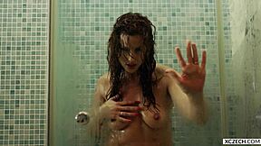 reina's steamy shower hides her huge mommy curves