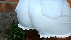 big ass black neighbor bbw cleaning yard bends over showing huge chubby cheeks