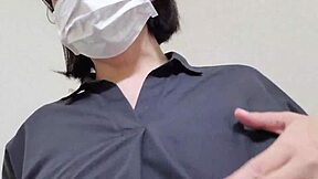 A lewd married japanese bride shakes hips masturbating big tits