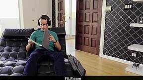 Filf Lily Lane Catches Tattooed Stepson Jerking Off to Busty Stepmom in Yoga Kitchen