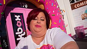 Clownish BBW redhead slut fucks black monster cock co-worker mid-shift then manager for job