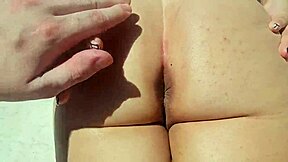 latina milf sunbathing leads to ass worship and cum on her big tits