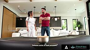 nuru massage with jennifer white's big tits and wet pussy riding clients hard