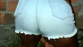 big ass black neighbor bbw cleaning yard bends over showing huge chubby cheeks