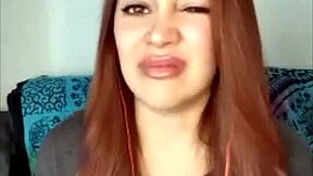 Skinny Redhead Latina Actress Rides Big Tits Lesbian Webcam!