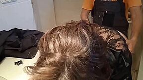 sexy mature wife fucked by repairman while husband sleeps then wakes for more