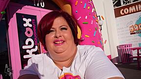 Clownish BBW redhead slut fucks black monster cock co-worker mid-shift then manager for job