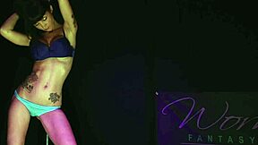 sexy slut rips clothes in wild striptease dance