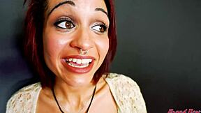 Skinny blonde Keyton screams as brunette Nica rims balls in wild 3some cock share!