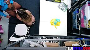 you catch tiny teen shoplifter then strip and fuck her