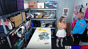 you catch tiny teen shoplifter then strip and fuck her