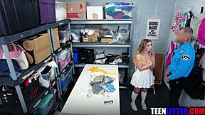 you catch tiny teen shoplifter then strip and fuck her