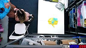 you catch tiny teen shoplifter then strip and fuck her