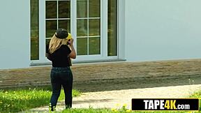 Petite milf courier seduces young dude after botched delivery turns hardcore