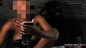 Yellow bone ebony teen lifts miniskirt spreads cute pussy wide