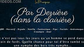 French nympho takes huge tits anal assfucking outdoors in public clearing with dirty talk