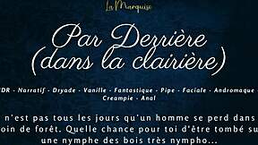 French nympho takes huge tits anal assfucking outdoors in public clearing with dirty talk