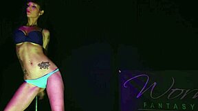 sexy slut rips clothes in wild striptease dance