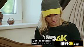 Petite milf courier seduces young dude after botched delivery turns hardcore