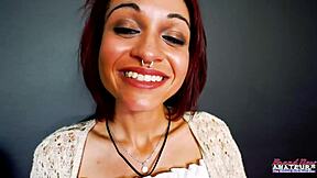 Skinny blonde Keyton screams as brunette Nica rims balls in wild 3some cock share!