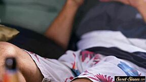 Young stepdaughter sucks stepdad cock deep in sixtynine then rides him hard