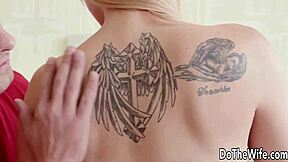 Blonde Liza Black gulps cum after fucking right before her cuckold's eyes!