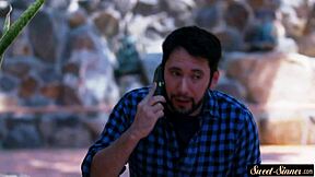 Young stepdaughter sucks stepdad cock deep in sixtynine then rides him hard