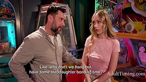 i-i couldnt resist... teenage stepdaughter deepthroats daddy at arcade?!!