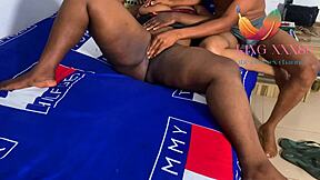 Neighbor's wife bends over with big fat creamy shaved pussy