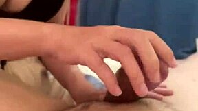 Girlfriend Jerks Cock with Handjob Before Rushing to Work