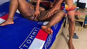 Neighbor's wife bends over with big fat creamy shaved pussy