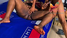 Neighbor's wife bends over with big fat creamy shaved pussy