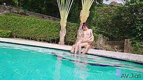 CHINESE RANAKO MOANS LOUD Getting POUNDED Doggy by Pool Instructor!