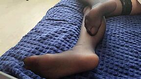 Stepmom's Sexy Feet Make Stepson Jerk Monster Cock Handjob